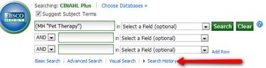 CINAHL helpsheet - Search history