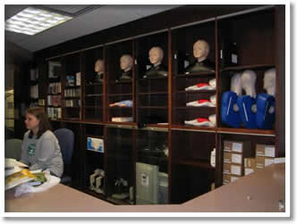Hardin Library Simulation Center Check-Out Area