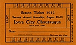 Iowa City Chautauqua Orange Ticket 1912
