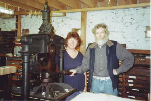 Claire and David Bolton in print shop