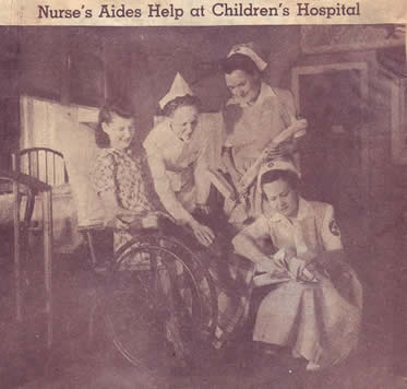 Press clipping of Red Cross nurses working at Children's Hospital