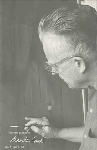 Marvin Cone working on a door painting
