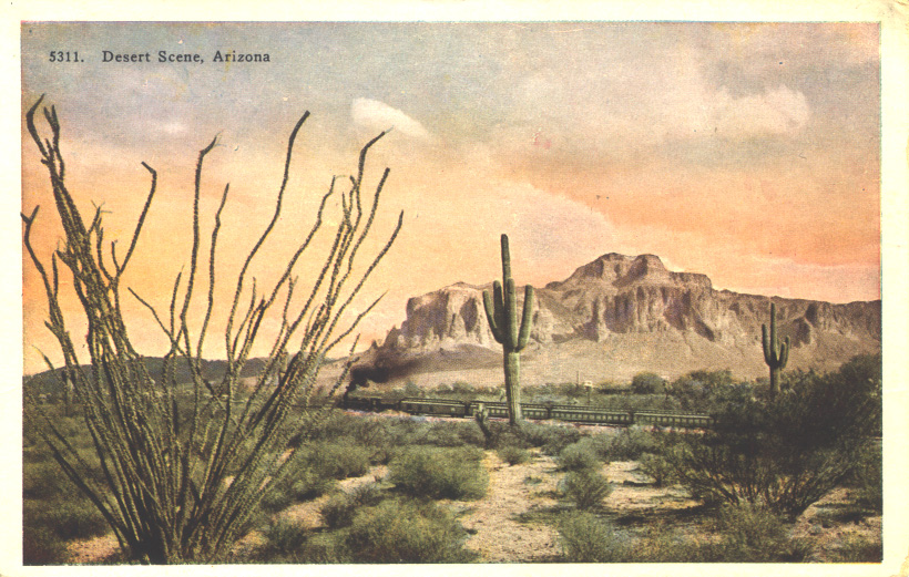 Arizona desert scene with train