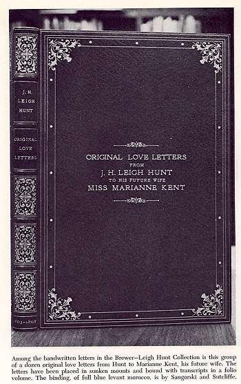 Book: "Love Letters from J.H. Leigh Hunt to His Future Wife Miss Marianne Kent"