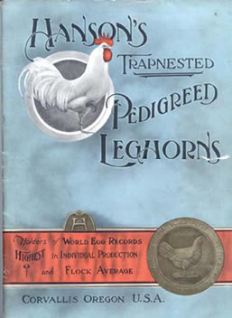 Cover: Hanson's Trapnested Pedigreed Leghorns. Corvallis, Oregon.