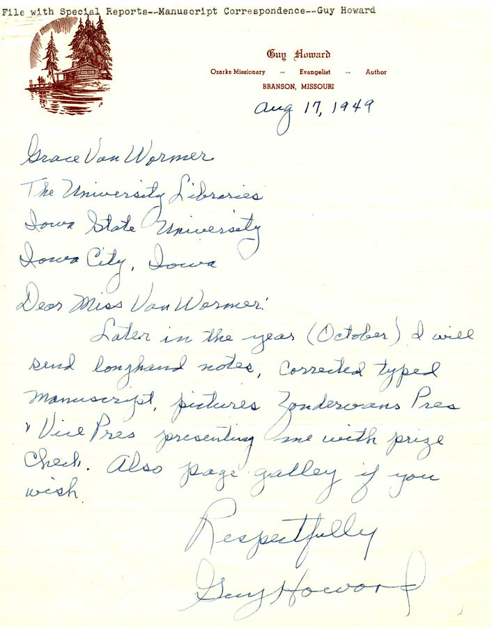 Letter from Guy Howard