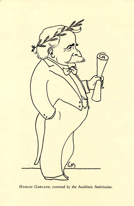 Drawing: Hamlin Garland crowned by the Académie Américaine
