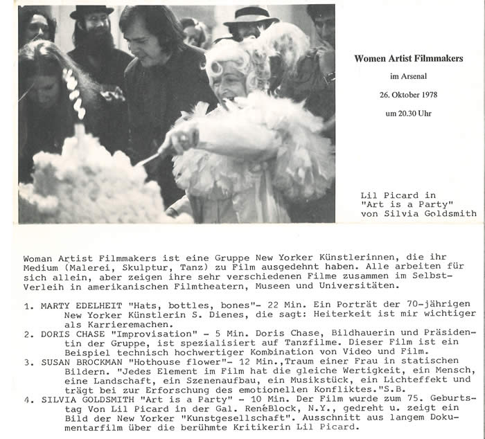Program of a screening of Art is a Party in Berlin, 1978