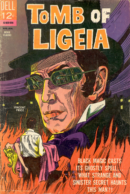 Cover of 'Tomb of Ligeia' - Vincent Price - 'Black magic casts its ghostly spell...What strange and sinister secret haunts this man?!