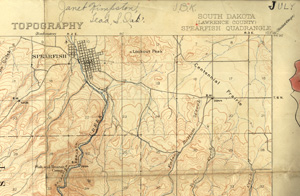 Janet Kimpston's topographic map of South Dakota, 1920