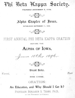 Phi Beta Kappa program, 1896