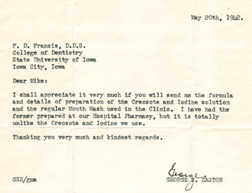 Letter to Dr. Frederick Francis, 1942