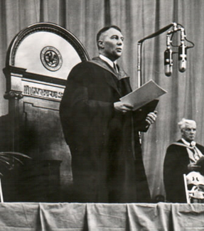Virgil Hancher at inauguration as University president, 1941