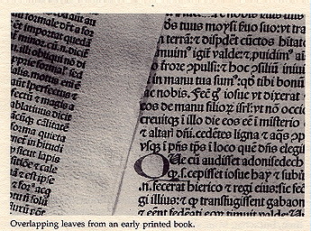 Overlapping leaves from an early printed book