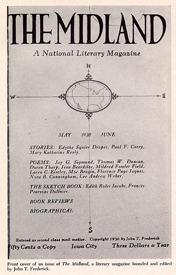 Front cover of "The Midland," a literary magazine founded and edited by John T. Frederick
