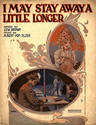Cover image from sheet music for "I may stay away a little longer"