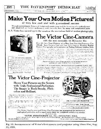 Announcement os Victor's first camera and projector using 16mm film.