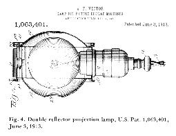 Diagram of double reflector projection lamp.