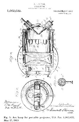 Diagram of arc lamp used for portable projector.