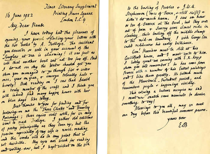 Blunden letter to Frank Worley