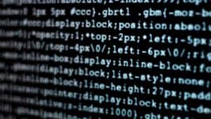 Screen showing code