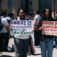 Rally at the Pentacrest Rally at the Pentacrest, 1999. Latino Native American Cultural Center Records, University Archives.