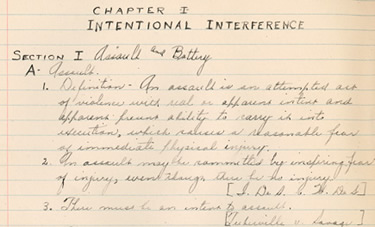 George Nagle's Tort notebook, 1922