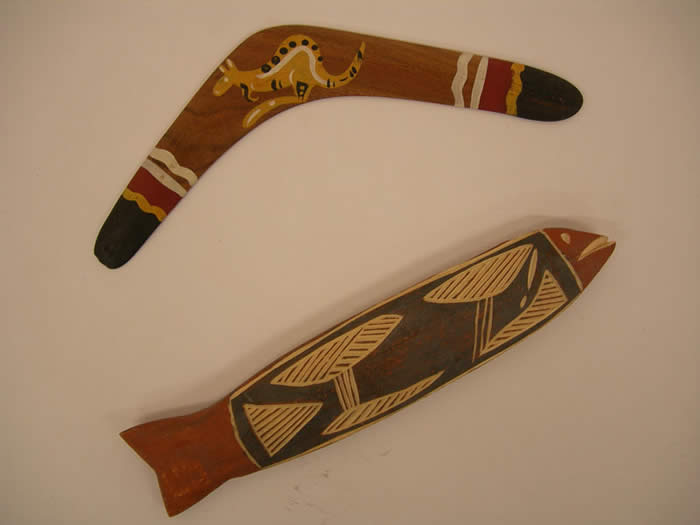 Aboriginal Boomerang, Hand-carved Fish