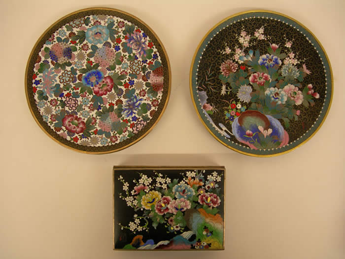 Cloisonne Plates and Box