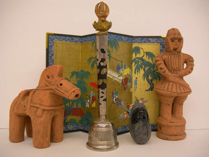 Clay Man and Horse, Ainu Face, Miniature Screen