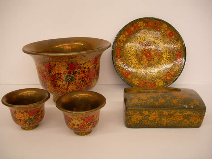 Papier Mache Plate, Bowl, and Box