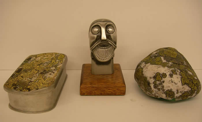 Box, Pewter Figurehead, Lichen Stone