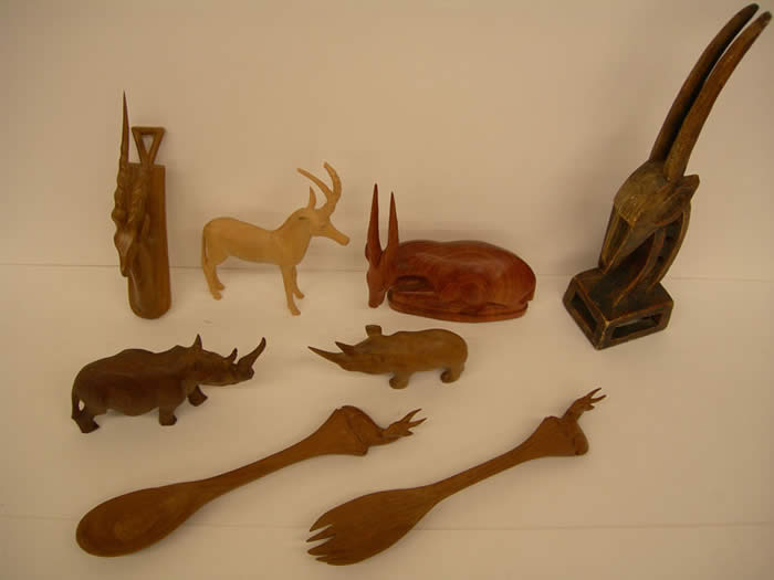 Carved Oryx, Carved Rhinoceros, Antelope Head, Salad Forks